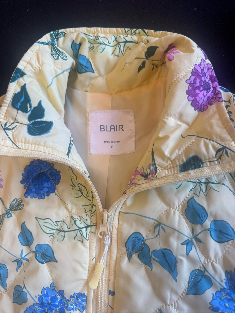 Blair Quilted Floral Dragon Puffer Jacket small